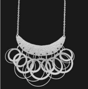 Womens Boho Chic Hammered Polished Silver tone Necklace 19" Layered